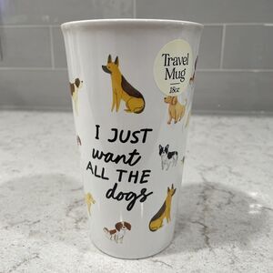 I JUST WANT ALL THE DOGS 18oz Ceramic Travel Tumbler Mug Cup Slide Close Lid Dog